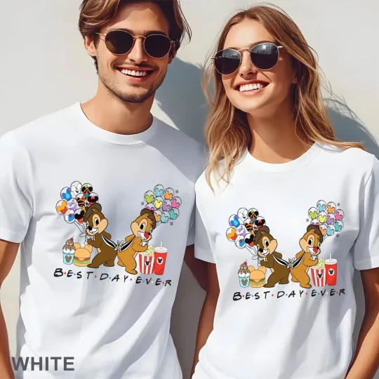 Discover Chip and Dale Couple T-Shirts Disney Snack Tee