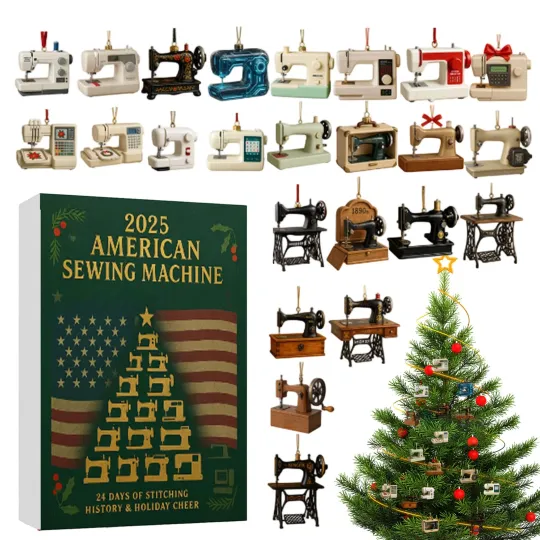 Discover 2025 Sewing Machine Christmas Advent Calendar, 2D Acrylic 24 Days Pendants