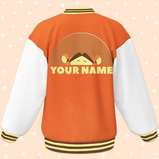 Personalized Tigger Winnie The Pooh White Orange Baseball Jacket