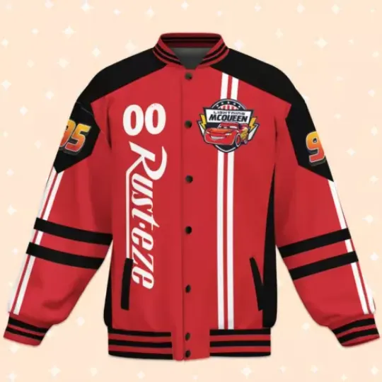 Custom Cars McQueen Champion Baseball Jacket, Adult Varsity Jacket, Personalized