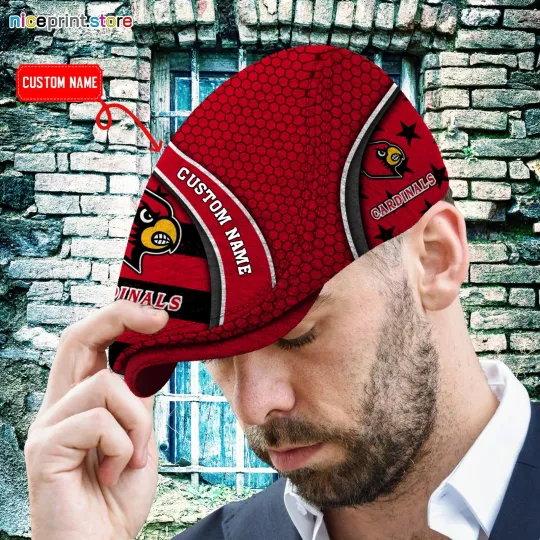 Discover Louisville Team Cardinals Jeff Cap NCAA Newsboy Cap Flat Cap NCAA Cap For Men
