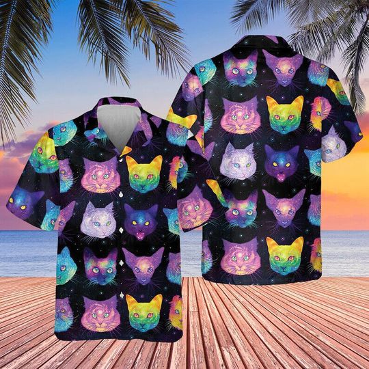 Cat Lovers Hawaiian Shirt, Cat 3D Hawaiian Shirt, Hawaiian Beach Tee