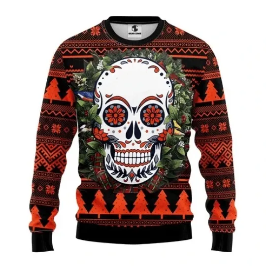Discover Skull Ugly Christmas Sweater Gothic Punk Holiday Gift