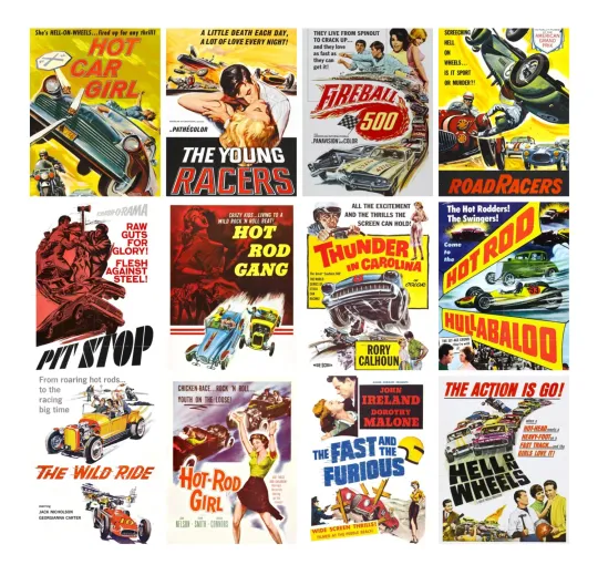 Discover 2026 Vertical Wall Calendar Car Racing Vintage Posters Action Movie Prints
