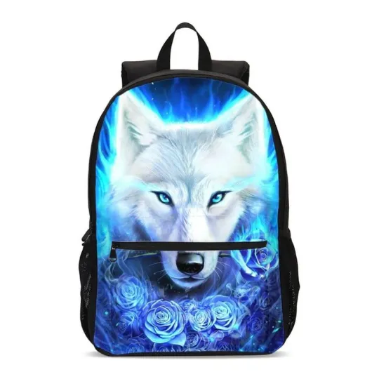 Discover Fantasy Wolf Roses Students Backpack, School Bag, Back To School Gift