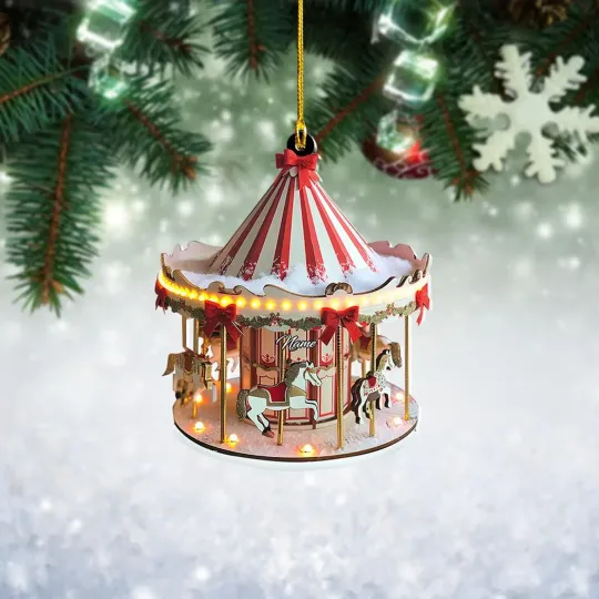 Discover Personalized Carousel Ornament, Christmas Merry-Go-Round Ornament, Vintage Horse