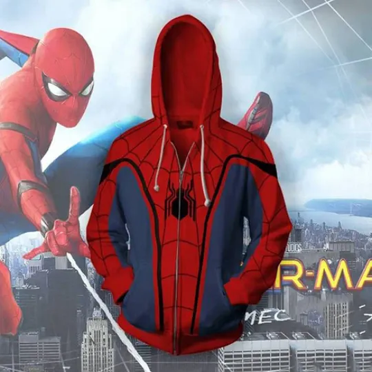 Discover Spider Man Far From Home Peter Parker Spiderman Hoodie Zipper Jacket