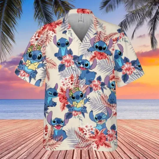 Stitch Hawaiian 4th Of July Shirt, Summer Vacation Aloha Shirt