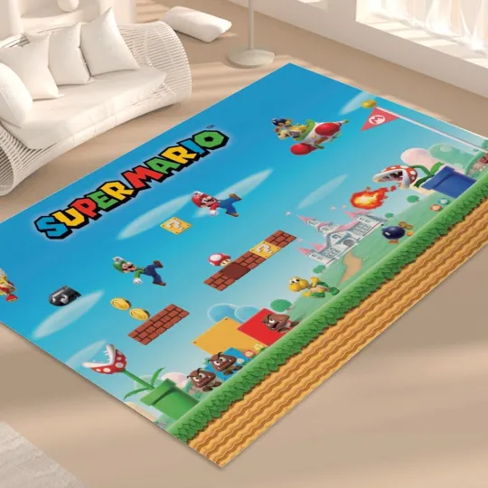 Discover Super Mario Bros Print Foldable Rectangular Floor Mat Rug Anti-Skid Carpet