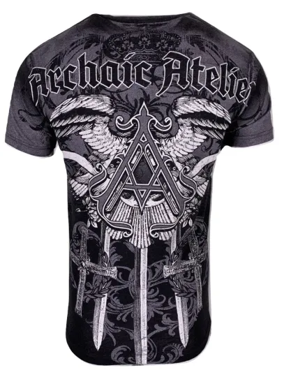 Discover ARCHAIC by AFFLICTION Men's 3D Tattoo Biker T Shirt DAVENTRY