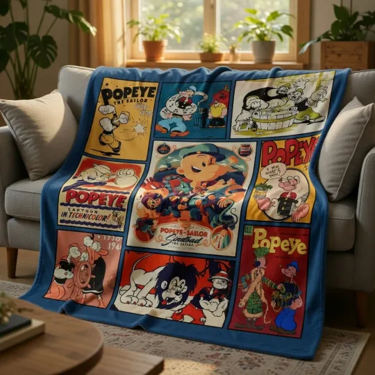 Discover Classic Sailor Cartoon Flannel Blanket Strong Character Cozy Throw Gift