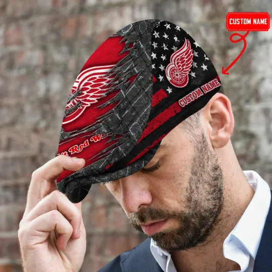 Discover Detroit Team RedWings Jeff Cap NHL Jeff Cap Golf Cap Newsboy Cap Flat Cap