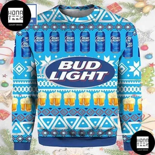 Discover Bud Light Beer Can And Yellow Beer Drink Ugly Christmas Sweater