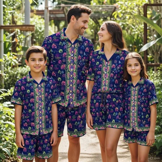 Discover Neon Fantasy Hawaiian Shirt Couples Matching Vacation Set