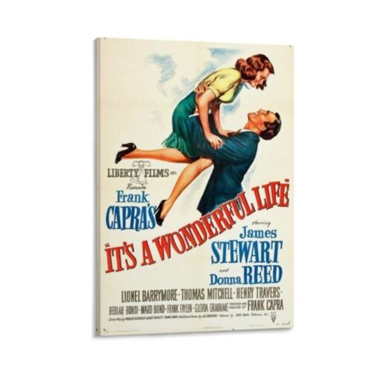 Floating Frame Canvas Print Wall Art It's a Wonderful Life Vintage Movie Poster