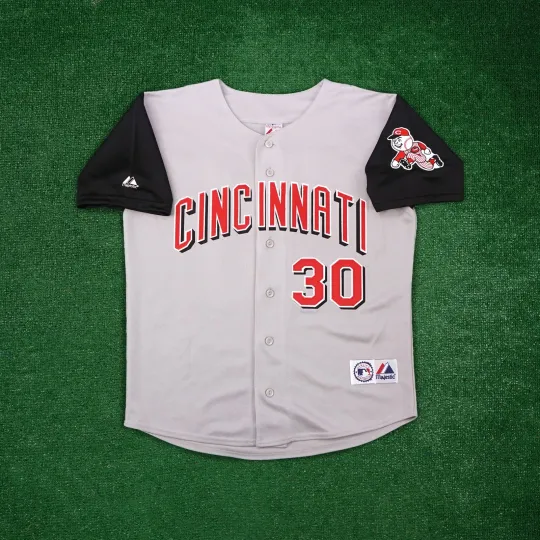 Discover Ken Griffey Jr. Cincinnati Reds 2001 Grey Road Men's Baseball Jersey with Team Patch