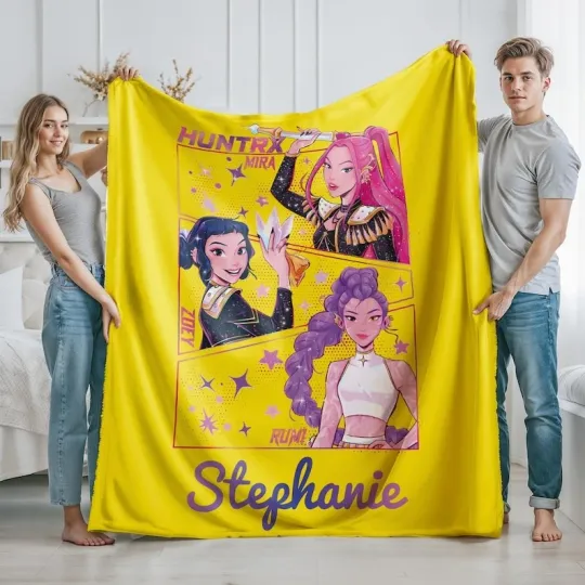 Discover Personalized Demon Hunter Blanket, Personalized Name Anime Girls Throw Blanket,