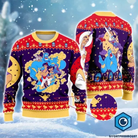 Discover Aladdin Jasmine Ugly Christmas Sweater, Disneyland Merry Christmas Sweater