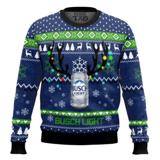 Discover Light Beer Reindeer Ugly Christmas Sweater