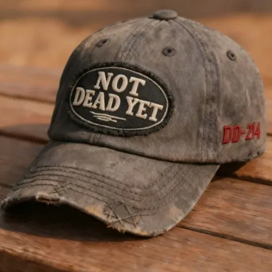 Discover Cotton Distressed Embroidered Cap -NOT DEAD YET&DD-214 Veteran's Baseball Hat OY