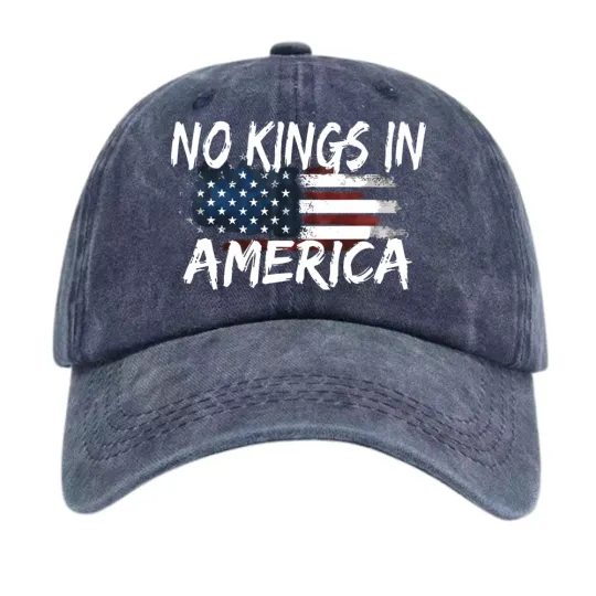 Discover NO KINGS IN AMERICA Dad Hat | Distressed Flag Unisex Baseball Cap Patriotic Hat
