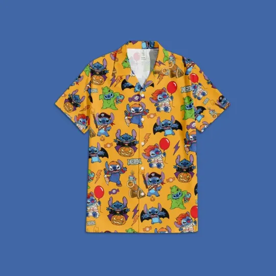 Discover Disney Lilo & Stitch Boo Halloween Yellow Hawaiian Shirt