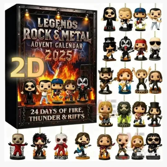 Discover 2D Rock and Metal Advent Calendar 2025 Iconic Music Characters Acrylic Decor