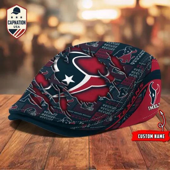 Discover Houston-Texans Jeff Cap football Newsboy Cap Golf Cap Driving Hat for Men