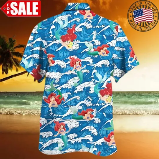 Disney Hawaiian Shirt Summer Beach Little Mermaid Disney Aloha