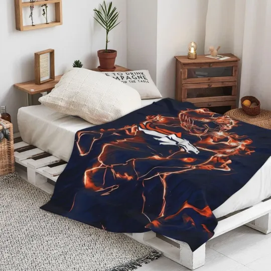 Discover Denver Broncos Fleece Blanket Lightweight Velveteen Football Fan Gift