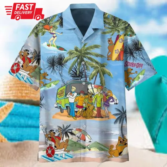 Scooby Doo Hawaiian Shirt, Tropical Flower Hawaiian Shirt