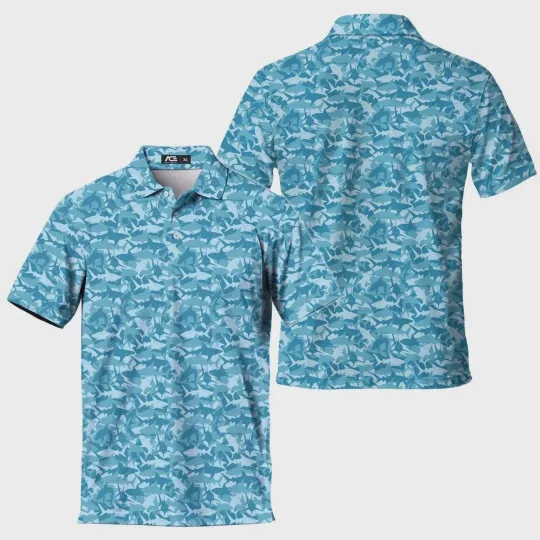 Discover Shark Golf Polo Shirt for Men