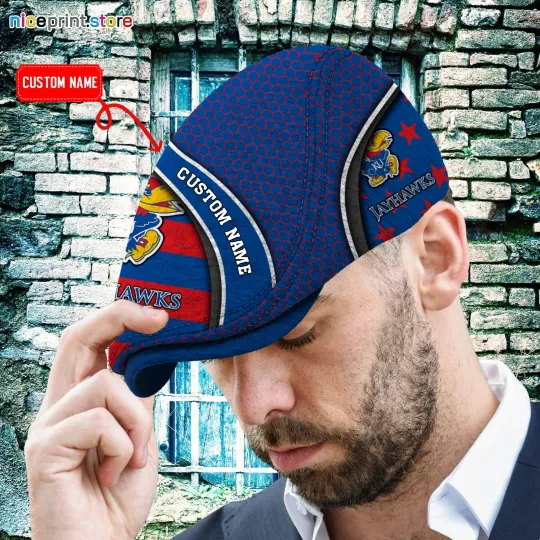 Discover Kansas Team Jayhawks Jeff Cap NCAA Newsboy Cap Flat Cap NCAA Cap For Men