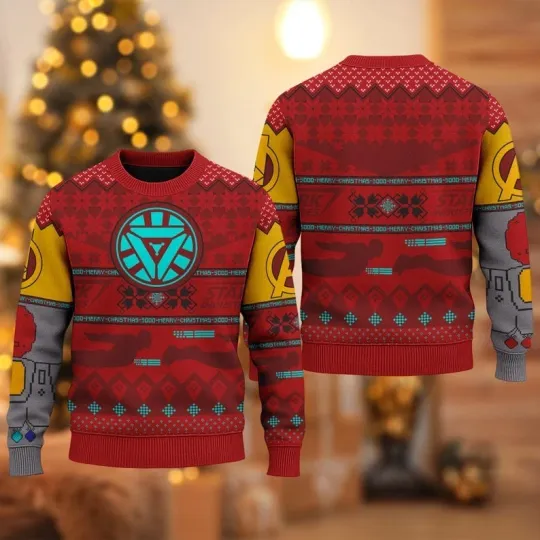 Discover Iron Man 3D Ugly Christmas Sweater, Iron Man Superhero Ugly Christmas Sweater