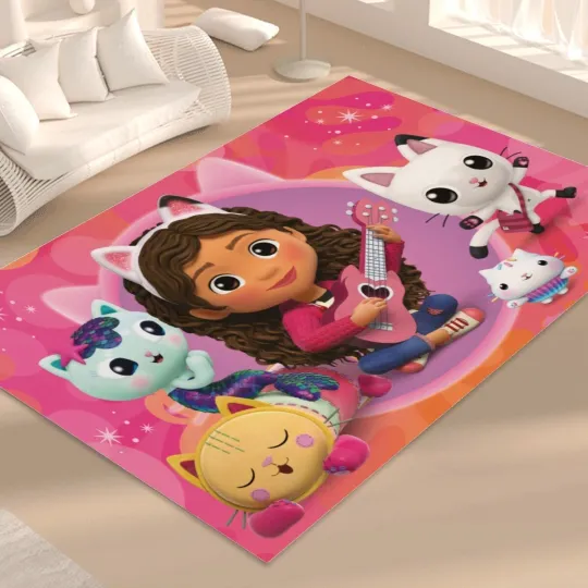 Discover Gabby's Dollhouse Print Foldable Rectangular Floor Mat Rugs Anti-Skid Carpet