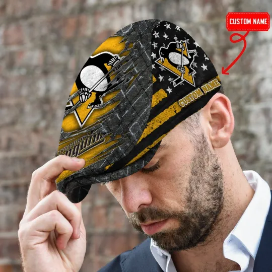 Discover Pittsburgh Team Penguins Jeff Cap NHL Jeff Cap Golf Cap Newsboy Cap Flat Cap