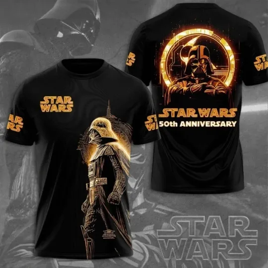 Discover Retro Space Saga 50th Anniversary 3D All Over Print T-Shirt Galaxy Fan Tee