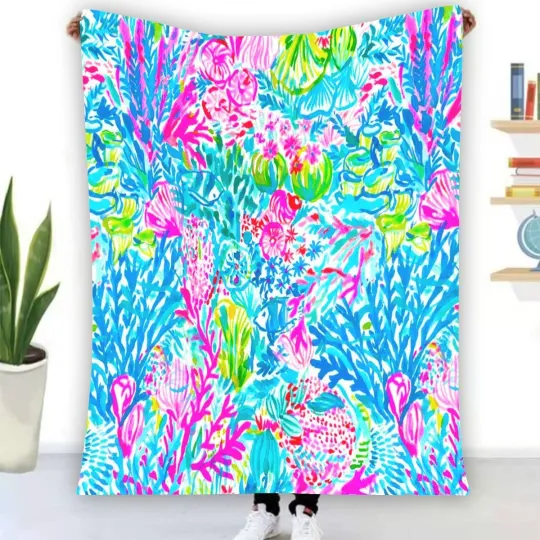 Discover Lilly Pulitzer Under Sea Garden Fleece Blanket