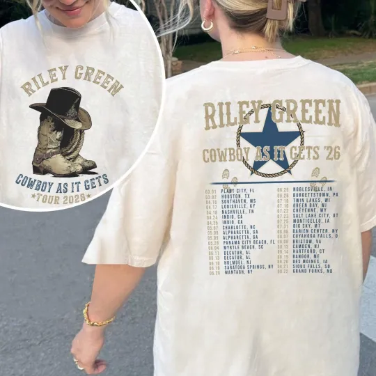 Discover Riley Green Shirt Cowboy as It Gets Tour 2026 T-Shirt