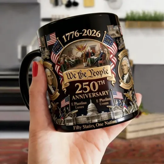 Discover America 250th Anniversary Mug 1776-2026 Patriotic We The People Gift