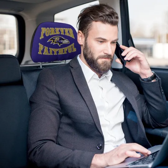Discover 2pcs Forever Faithful Baltimore Ravens Car Headrest Covers Car Decoration