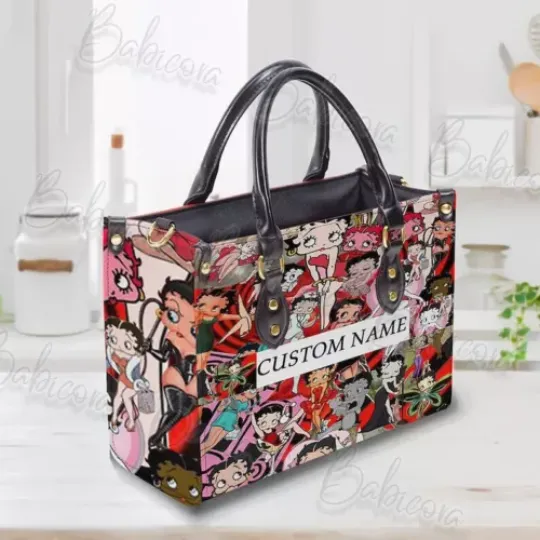 Betty Boop Leather Handbag, Custom Movie Betty Boop Fan Gift Shoulder bag