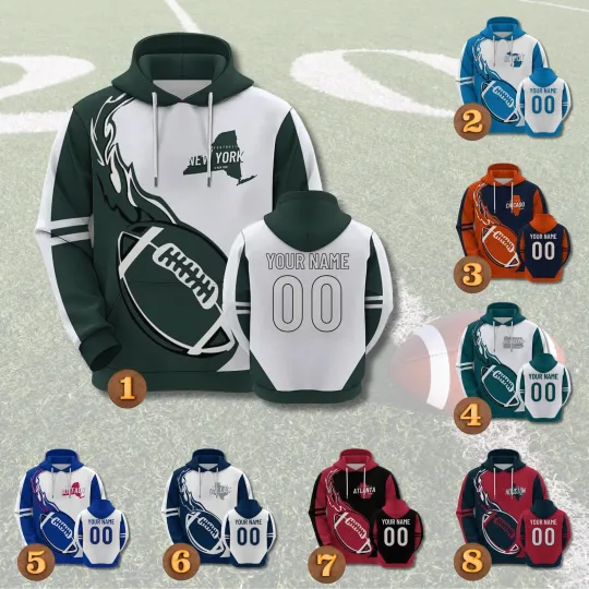 Discover Personalized Hoodie, Football 3D for Men, Sports Team Hoodie, Gift for Fans