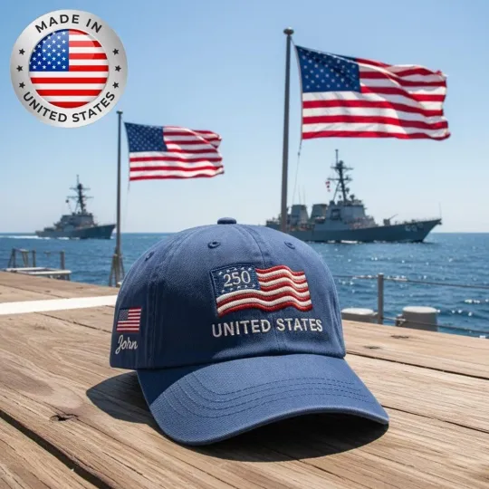 Discover Custom United States 250th Anniversary Embroidered Baseball Cap