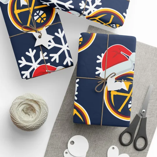 Discover Denver Nuggets Gift Wrap for Holidays, Christmas Basketball Wrapping Paper