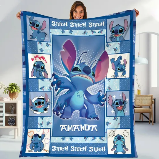 Personalized Stitch Blanket Lilo Stitch Blanket Stitch Birthday Gifts Disney Stitch