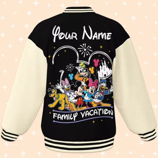 Custom Disney Trip Vacation Baseball Jacket, Adult Varsity Jacket, Personalized