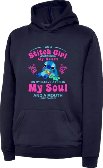 Discover I Am A Stitch Girl Funny Hoodie Lilo & Stitch Voodoo doll Cartoon Xmas Gift Top