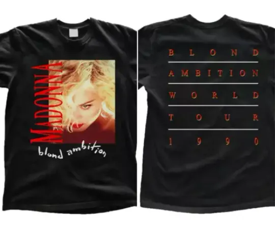 1990 Madonna Blond Ambition World Tour Concert Unisex T-Shirt, Cotton Short Sleeve Tee, Music Lover Gift