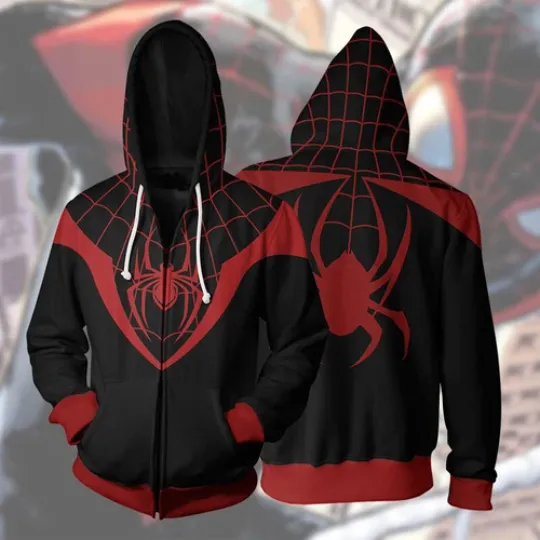 Discover Spider-Man Into the Spider-Verse Cosplay Hoodie Jumper 3D Printed Long Sleeve